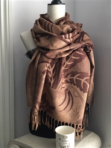 Brown Leaf Pashmina