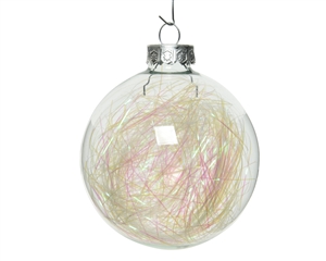 Glass Bauble Tinsel Box of 4 7cm