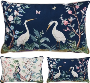 2asst Oriental Bird Oblong Cushion 50cm