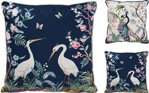 2asst Oriental Bird Square Cushion 45cm