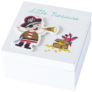 'Little Treasure' Pirate Keepsake Wooden Memory Box