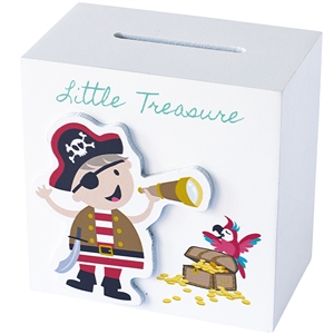 'Little Treasure' Pirate Keepsake Wooden Money Box