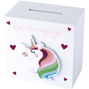'Be Amazing' Unicorn Keepsake Wooden Money Box