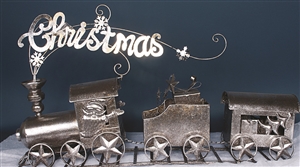 Large Silver Christmas Train On Track