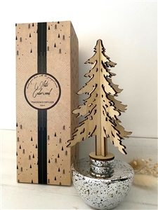 Metalic Reed Diffuser With Wood Tree On Top - White Cedarwood