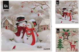 2asst Pack Of 16 Snowman Napkins