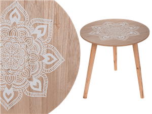 Mandala Wooden Side Table With Removable Legs 42cm