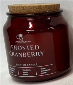 Candle Queen Luxury Candle Jar With Cork Lid - Frosted Cranberry 10cm