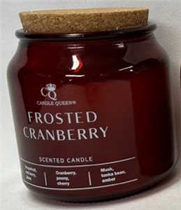 Candle Queen Luxury Candle Jar With Cork Lid - Frosted Cranberry 10cm