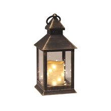 Black And Bronze LED Candle Lantern 27cm