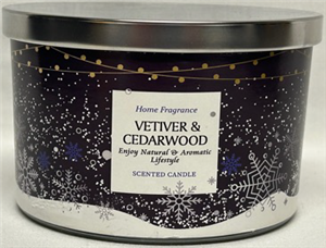 Triple Wick Luxury Candle Tin - Vetiver & Cedarwood 10.9cm