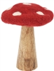 Large Red Wood And Plush Mushroom 18cm