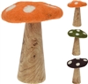 3asst Large Wood And Plush Mushroom 18cm