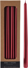 Set Of 4 Metallic Style Dinner Candles  - Red