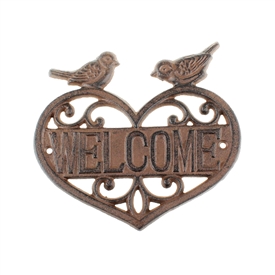 Cast Iron Heart Sign - Welcome