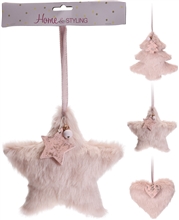 Fur Hanging Decoration 3 Assorted 18cm