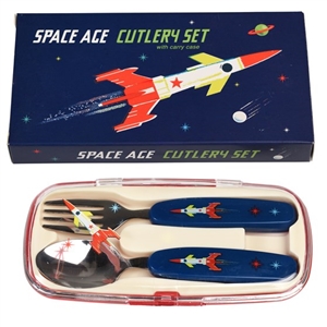Space Age Children's Cutlery Set With Case