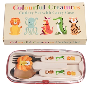 Colourful Creatures Children's Cutlery Set With Case