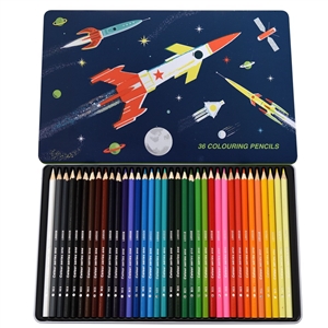 Space Age 36 Colouring Pencils In Tin