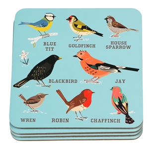 Set Of 4 Garden Birds Coasters 10cm