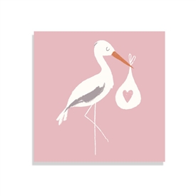 Stork Bundle Card - Pink 12.5cm