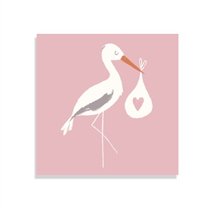 Stork Bundle Card - Pink 12.5cm