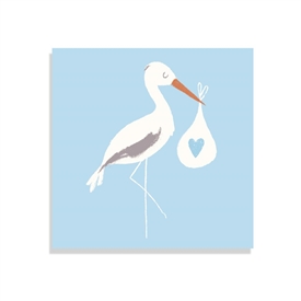 Stork Bundle Card - Blue 12.5cm