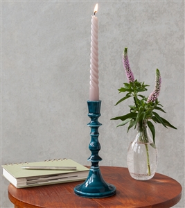 Large Enamel Candle Stick - Dark Blue 19cm