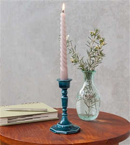 Medium Enamel Candle Stick - Dark Blue 13cm