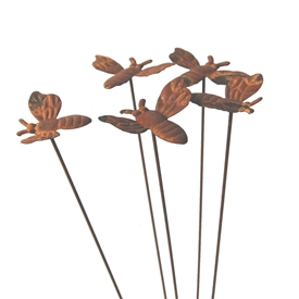 Cast Iron Set Of 5 Bee Stakes 114x8cm