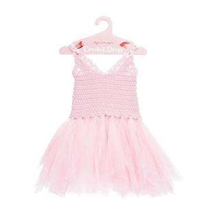 Crochet Dress - Pale Pink 3-4 Years