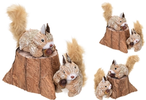 Squirrels On Tree Stump 2 Assorted