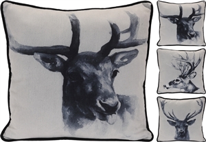 B&W Reindeer Cushion 45cm - 3 Assorted