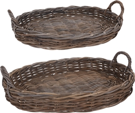 Set Of 2 Rattan Serving Tray