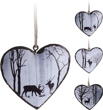 2 Hanging Silhouette Heart Decorations 8cm 3 Assorted