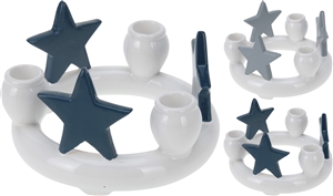 Ceramic Star Ring Candle Holder 2 Assorted