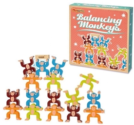 Wooden Balancing Monkeys 28cm