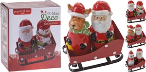 Salt And Pepper Set In Sleigh 3 Assorted