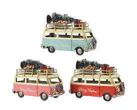 Tin Christmas Campervan 17cm 3 Asst