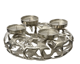 DUE END OF AUGUST Large Multi Candle Holder 30cm - Silver Stars