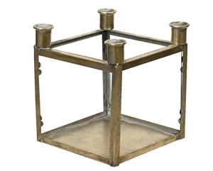 Cube Rustic Gold Candle Holder 18.5cm