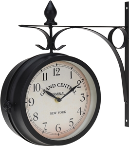 Metal Clock On Large Wall Bracket 33cm