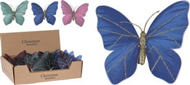 3asst Butterfly With Clip Decoration 16cm