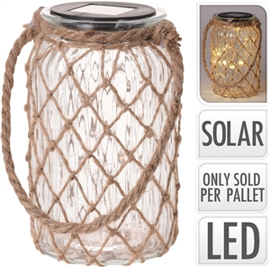 Hanging Solar Jar With Rope Netting 18cm
