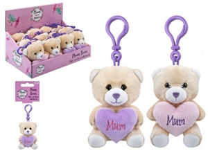 4" Bear Holding Heart With Mum Text 2 Assorted