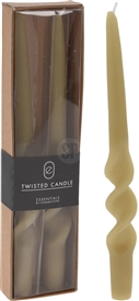 Set Of 2 Twisted Taper Candles - Olive