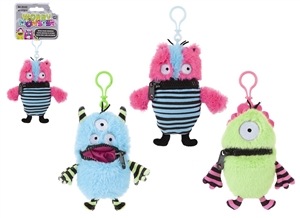 Worry Monster On Clip 3 Assorted 15cm