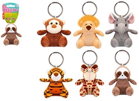 6asst Plush Keychain - Wild Animals 10cm