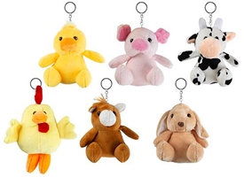 6asst Plush Keychain - Farm Animals 10cm