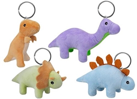 6asst Plush Keychain - Dinosaurs 10cm